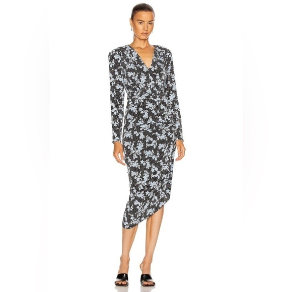 Veronica Beard Women’s Chana Polka Dot Floral Dress Black Size 2 Silk Blend - Picture 1 of 9